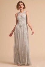 BHLDN Eliza Dress Wedding Gown Maxi Embellished Floral Beading Size 12 $280