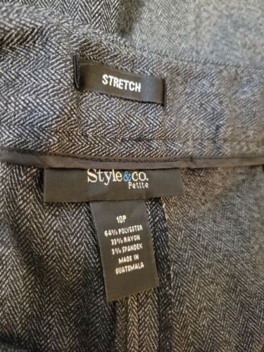 Style&Co. Pantalone elegante donna taglia 10 P orlato nero grigio spina di pesce 30X26 - Foto 3 di 3