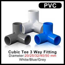 PVC Cubic 3 Way Pipe Fitting Joint Water Pipe Socket Coupling 20/25/32/40/50 mm