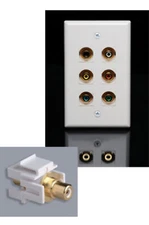 Datacomm Female RCA Keystone Female, White with Yellow Bezel - 4 Pack