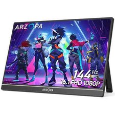 ARZOPA 16.1'' 144Hz Portable Gaming Monitor, 106 sRGB 1080P FHD Kickstand Porta