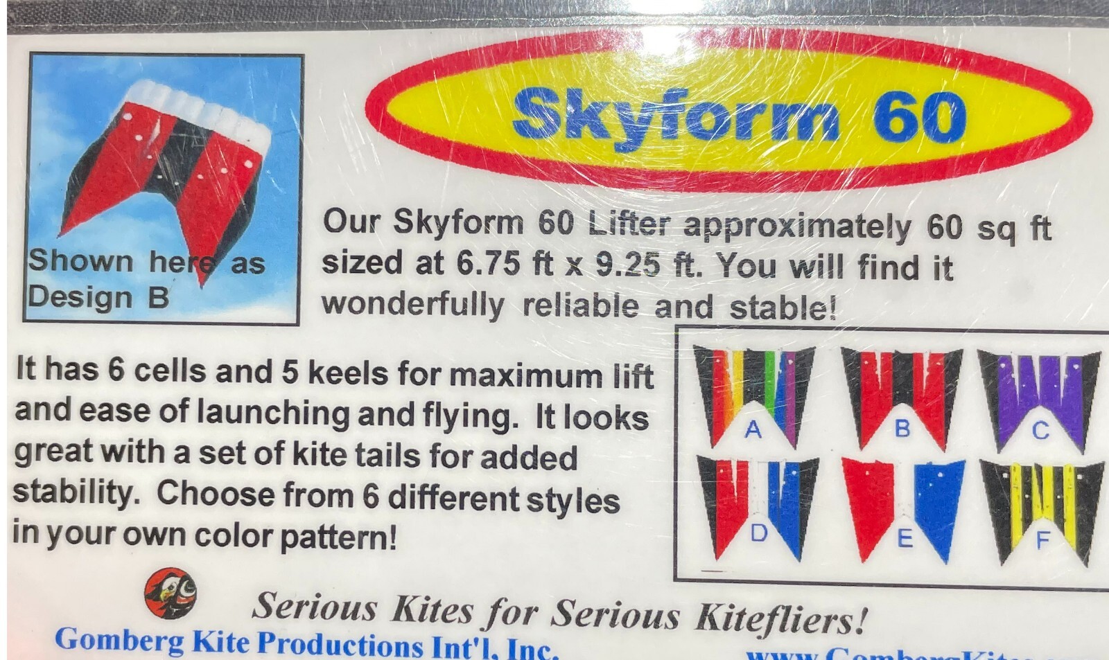 Ron Mazzotta Kite Collection Gomberg Kites Skyform 60 with 75' Flow