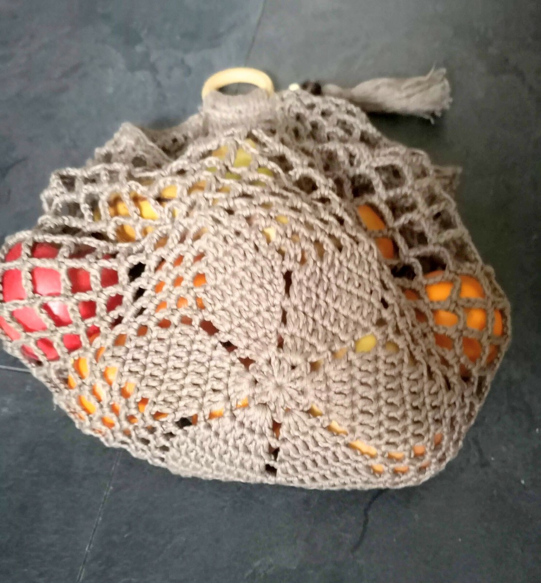 Sac à Fruits En Coton Crocheté, Multicolore, Fait Main, Pour Légumes Ou Rangement