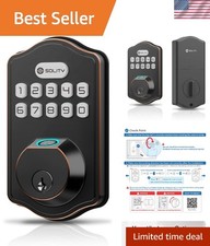 Elegant Oil Rubbed Bronze Smart Deadbolt: Fingerprint Access  Emergency USB