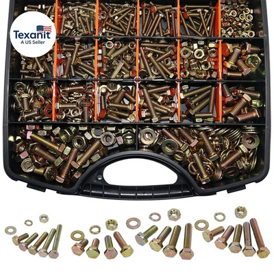 1020PCS Grade 8.8 Metric Bolt Assortment Kit -M4 M5 M6 M8 Heavy Duty Hex Bolts &