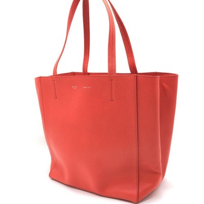 Celine Cabas Phantom Red Pebbled Leather Tote Bag 100% Authentic