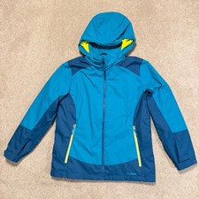 L.L. Bean Rain Jacket Kids XL 18 Blue Hooded Full Zip Windbreaker 295451