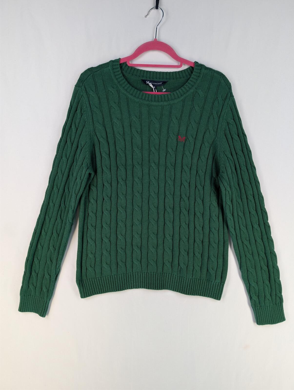 Crew Clothing Company Green Cable Knit Jumper Size 16 Cotton Cashmere NWT
