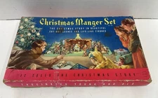 VTG Christmas Manger Set Nativity Cardboard Cut Out Stand Up 743 Complete in box