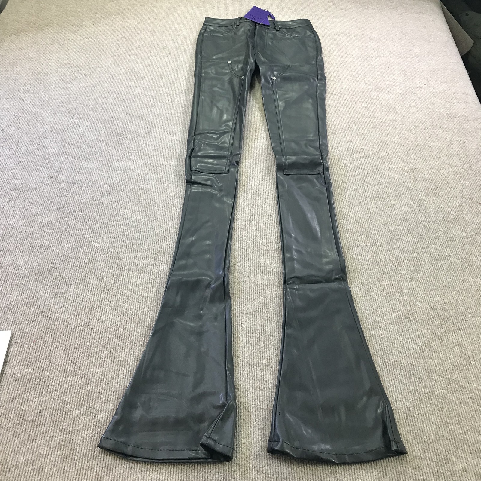 Pantalones Guapi Para Hombre 28 Negro Imitación Cuero Acampanado Edición Limitada Diseñador 528925-30