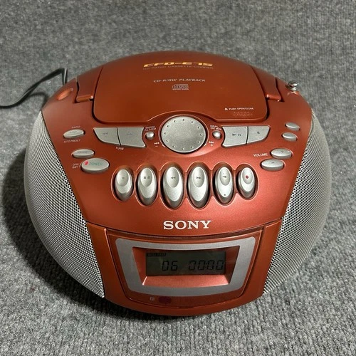 Sony CFD-E75 Boombox Orange CD Cassette Tape Player AM FM Radio Tested VTG Y2K