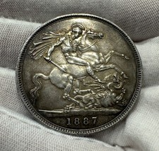 1887 Britain Victoria Silver Crown Jubilee Very High Grade Cabinet Toning Beauty