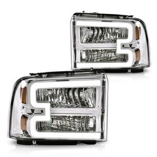 LED DRL Headlights F250 F350 F450 F550 SuperDuty 05-07 Excursion 05 Chrome Amber