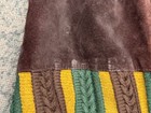 Vintage Saxony Collection Leather Suede Cable Knit Sweater Men’s L Green/gold — photo 4