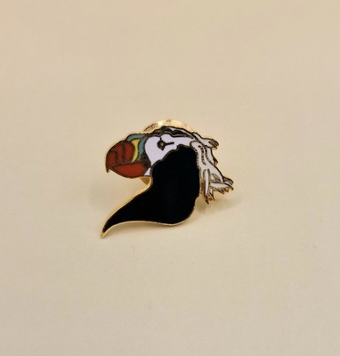 Vintage Little Puffin Head Enamel Metal Pin Badge Collector Bird Lapel Pin VGC