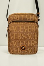 New Versace Gold Medusa Logo Print Crossbody Shoulder Bag Canvas Unisex