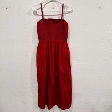 Old Navy Red Smocked Midi Dress Womens Small Spaghetti Straps Summer Casual