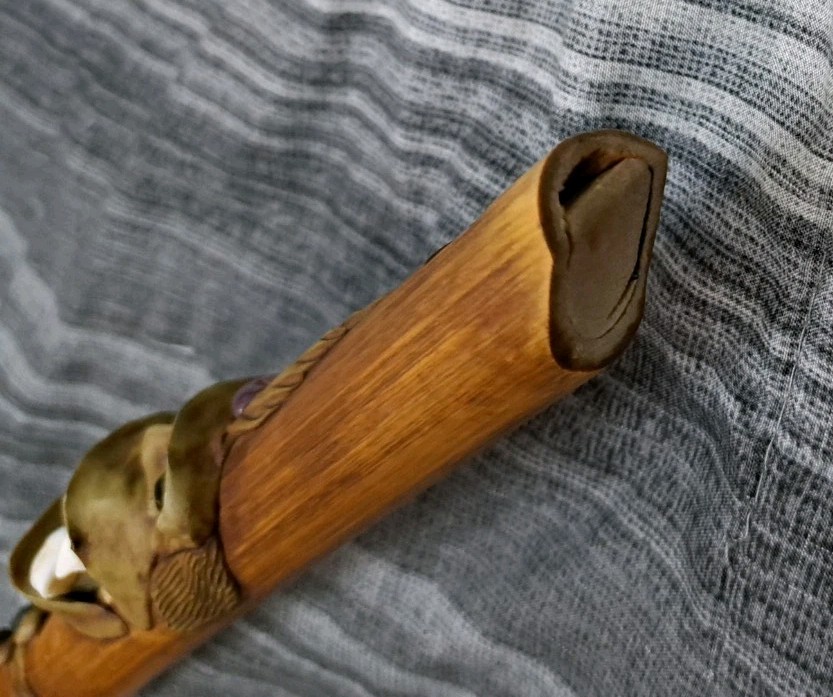 Wooden Flute Recorder Face & Giant Teeth Works Broken Teeth SEE PHOTOS