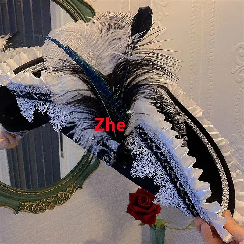 Pirates of the Caribbean Gothic Retro Lace Headgear Adjustable Cosplay Props Hat - Image 4 of 4