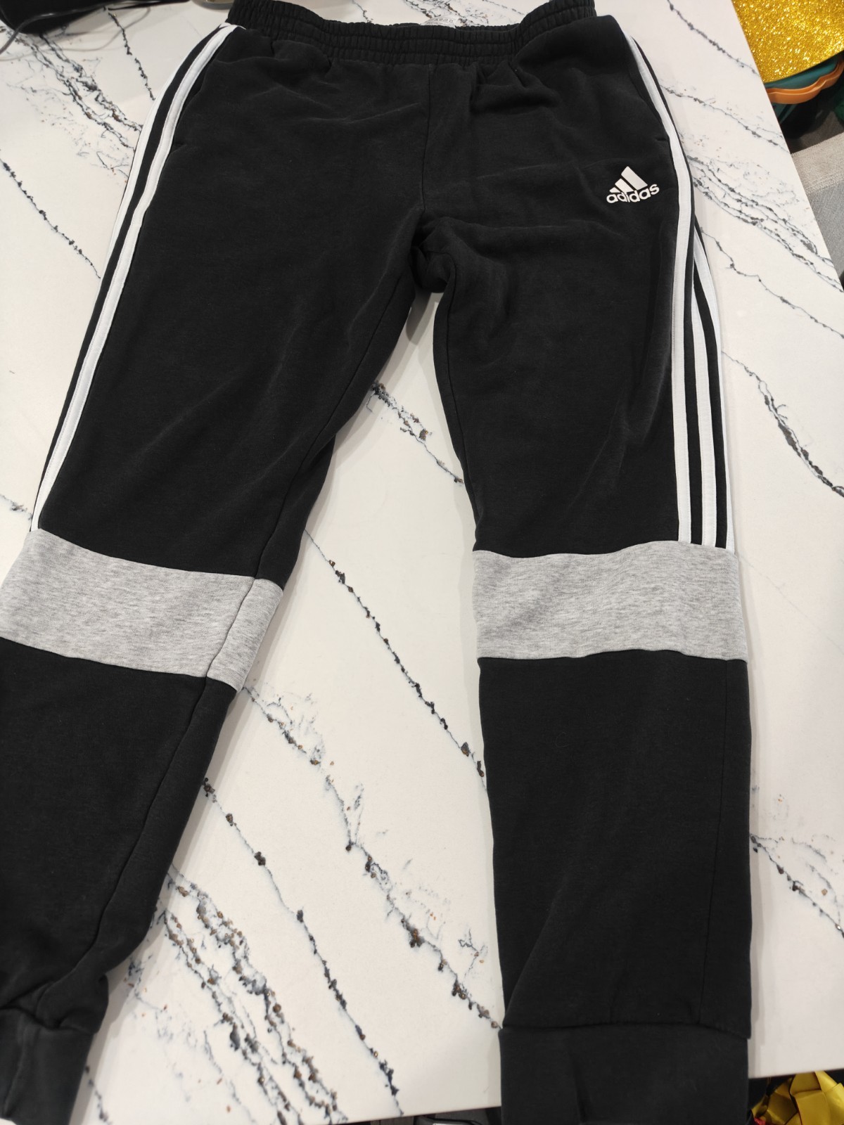 Classic Men's Adidas 3-Stripes Jogger Track Pants Black White Grey Large