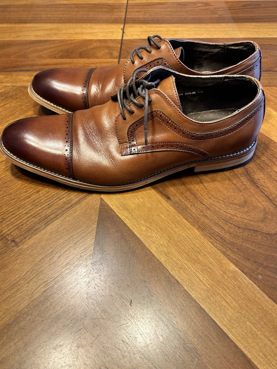 STACY ADAMS Cognac Brown DICKINSON DRESS SHOES Oxford Cap 