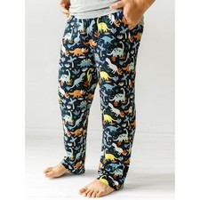 Little Sleepies Jurassic Jungle Men's Bamboo Pajama Pants Large Navy Dinosaur