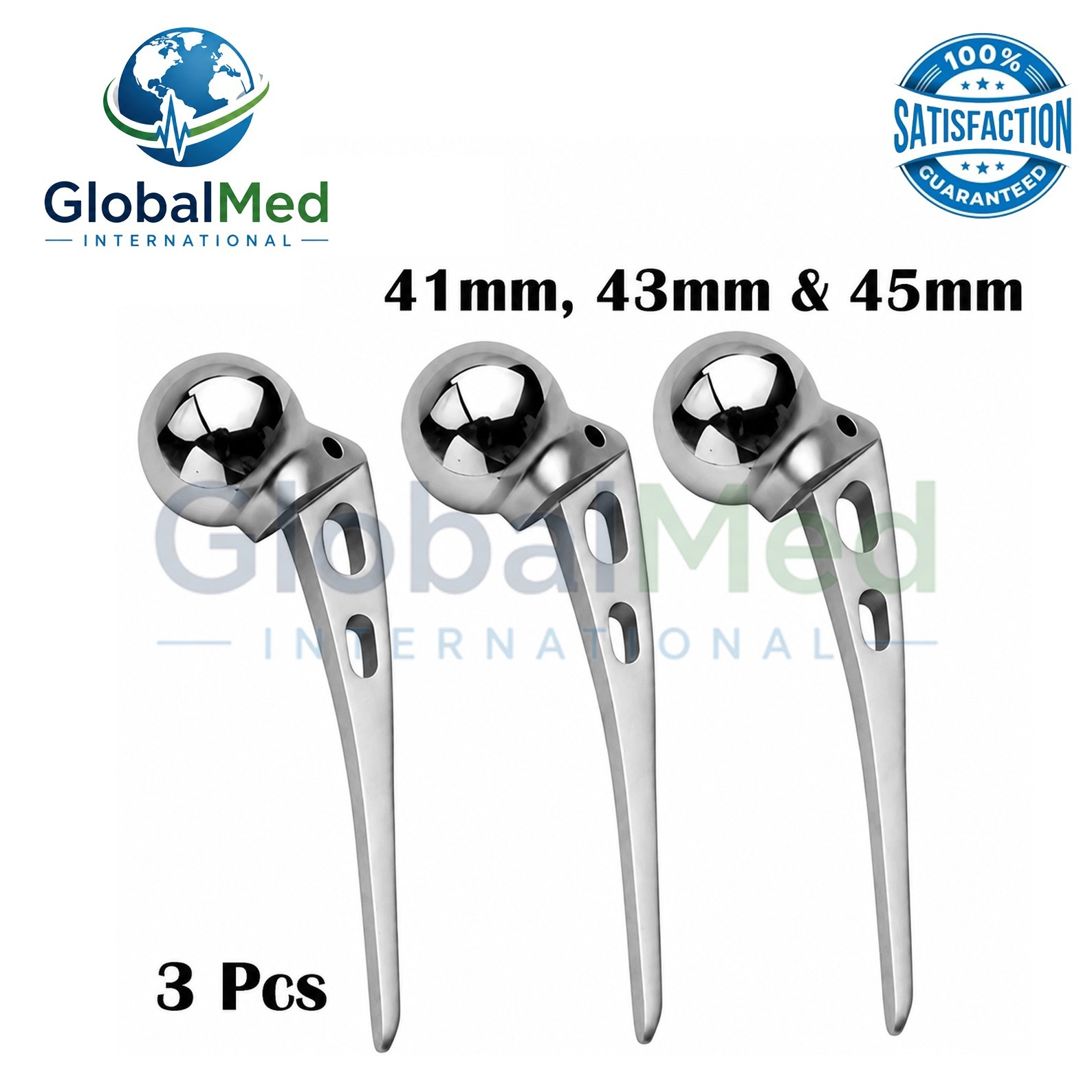 Hip Prosthesis 41,43 & 45mm Orthopedic Instrument Premium Quality Stainless