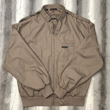 Vtg 90's Members Only Tan Khaki Gray Cafe Racer Bomber Windbreaker Jacket MEDIUM