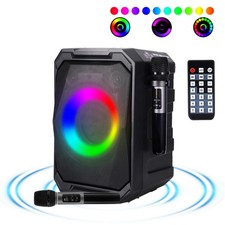 Party Wireless Speaker with LED Light 2 Wireless Mics Remote Control TWS Music