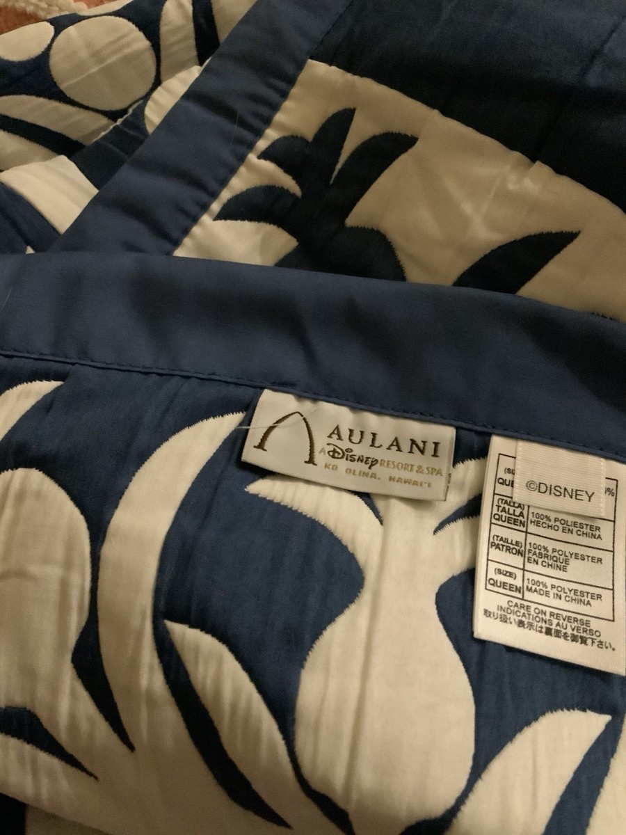 AULANI ディズニー スロー ブランケット DISNEY AULANI HAWAII BED RUNNER QUILT SPREAD MICKEY MOUSE BLUE