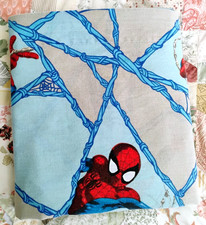 Marvel Spiderman Flat Sheet Twin sz Cotton Blend Blue Gray Red Vintage 66" x 94"