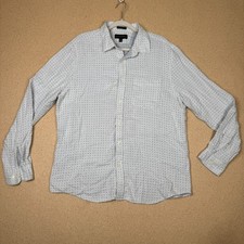 Banana Republic Men's XL Shirt Untucked Fit White Blue Micro Dot Cotton LS