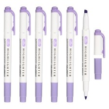 6Pack Broad and Round Tips Highlighter, Purple
