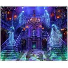 10x8ft Fabric Halloween Backdrop Spooky Medieval Castle Horror Haunted House ...