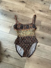 Oscar de la Renta Swimwear One Piece Swimsuit Size 8 Brown Patterned