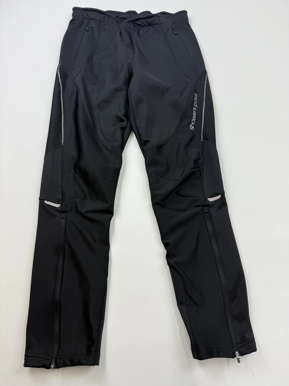 Showers Pass Track Pants Mens Large Black Softshell Thermal Cycling Zip Leg
