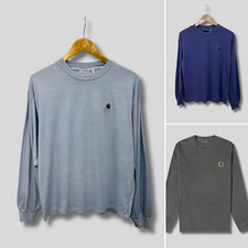 Ex Carhartt Nelson Tee Men's Cotton Loose Fit Crew Neck Long Sleeve T-Shirt