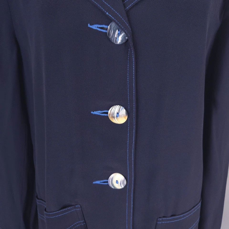 Blazer Carole Little para mujer 8 botones de costura en contraste azul marino hecho en EE. UU. Foto 2 de 4