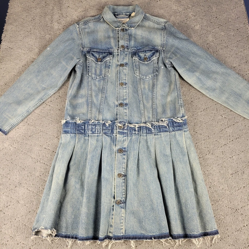 Vestido Levis Mujer M Azul Denim Pesado Vaquera Medio Lavado Botón Manga Larga Foto 2 de 4