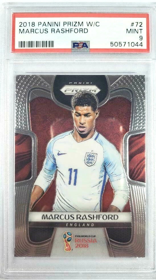 2018 Panini Prizm World Cup Soccer #72 Marcus Rashford RC England PSA 9 MINT