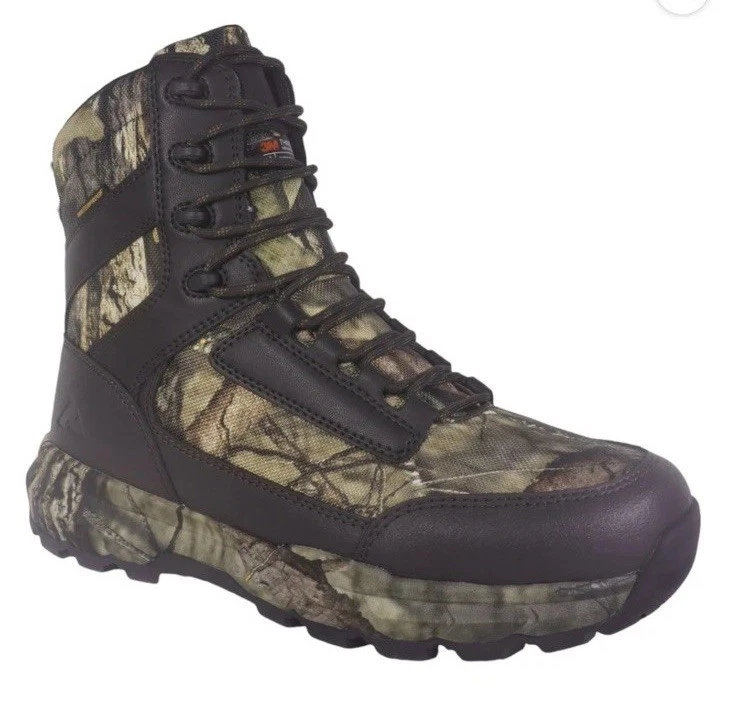 Ozark Trail Men's Leather Mossy Oak 8" Waterproof Hiking,Hunting Boots, Size11.5