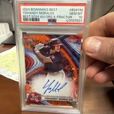 2024 Bowmans Best Yohandy Morales Nationals Auto Orange Refractor /25 GM MT 10🔥