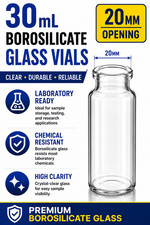 30mL Clear Glass Vials w/Caps 20mm Crimp Top Borosilicate Lab Sample Bottles