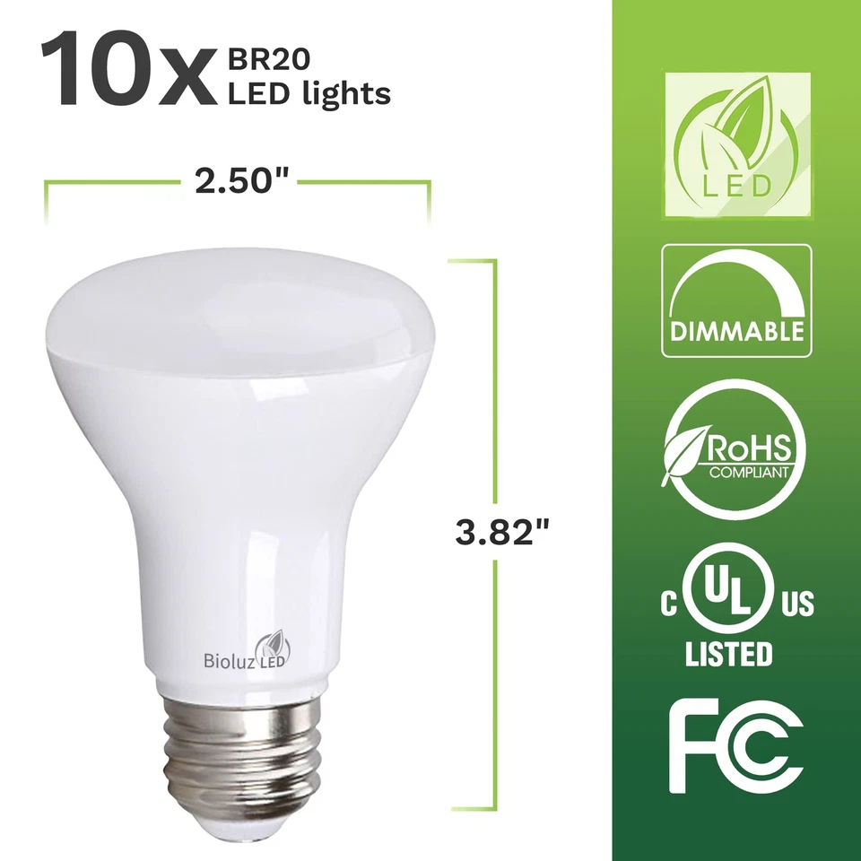 Light Bulb BR20 Light Bulbs 2700K Bright Warm White LED Bulbs 6W=50W Replacem... - Image 2 of 4