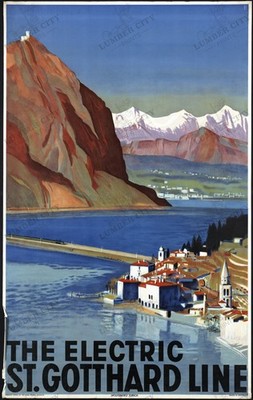 Electric St. Gotthard Line Swiss Travel Poster Railway Alps Wall Art Print
