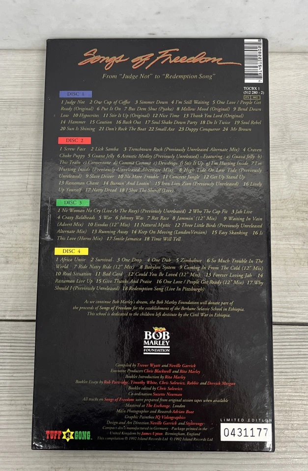 Bob Marley - Songs Of Freedom CD Box Set - 4 CD's circa 1992 Limited Ed.#0431177 - Image 2 of 4
