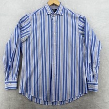 Polo Ralph Lauren Regent Custom Fit Blue Stripe Dress Shirt Men 16 1/2