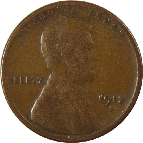 1913 S Lincoln Wheat Cent G Good Penny 1c Coin Collectible SKU:I25977