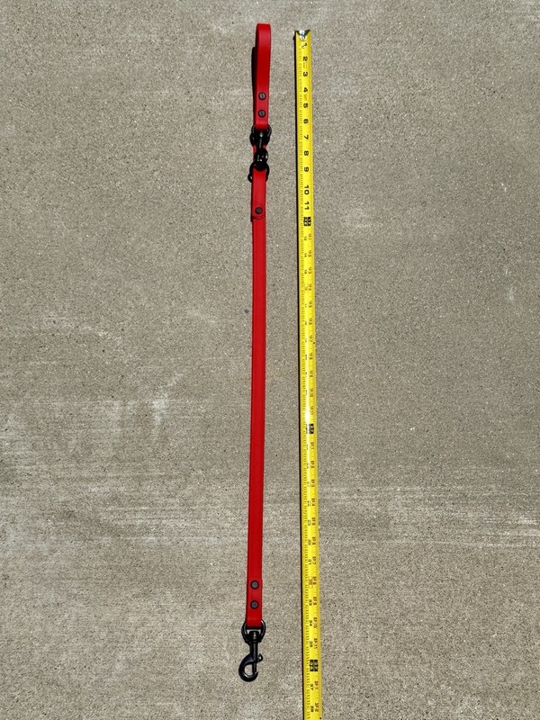 K9 Tactical Gear Heavy Duty Biothane Dog Leash, Short Adjustable Red