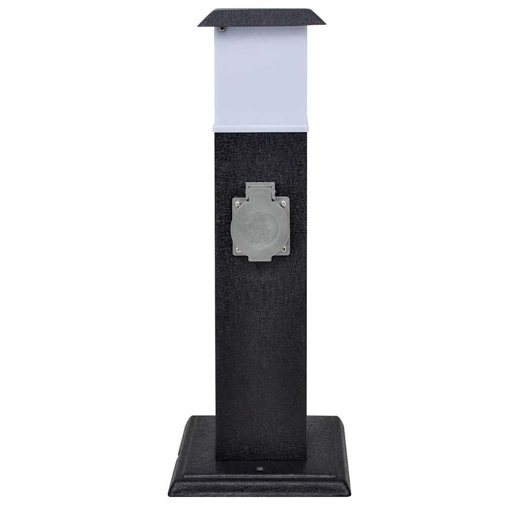 Colonnina Presa Esterna con Luce LED - Pilastro Nero IP54 per Giardino